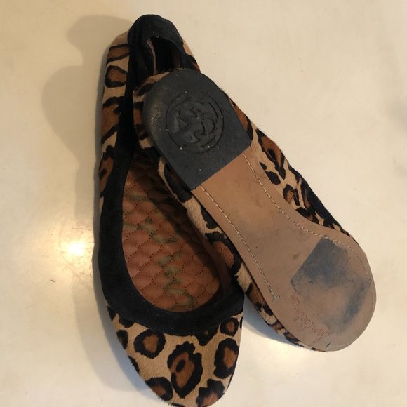 vintage SAM EDELMAN Leopard  Hair On Ballet Flats with Black Suede Trim - Picture 5 of 5